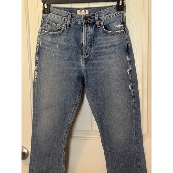 AGOLDE Riley High Rise Straight Leg Crop Distressed Jeans Size 25 - Picture 6 of 11